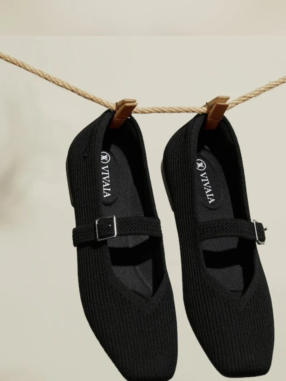 VIVAIA Margot Mary Jane Flats Black Size 36.5